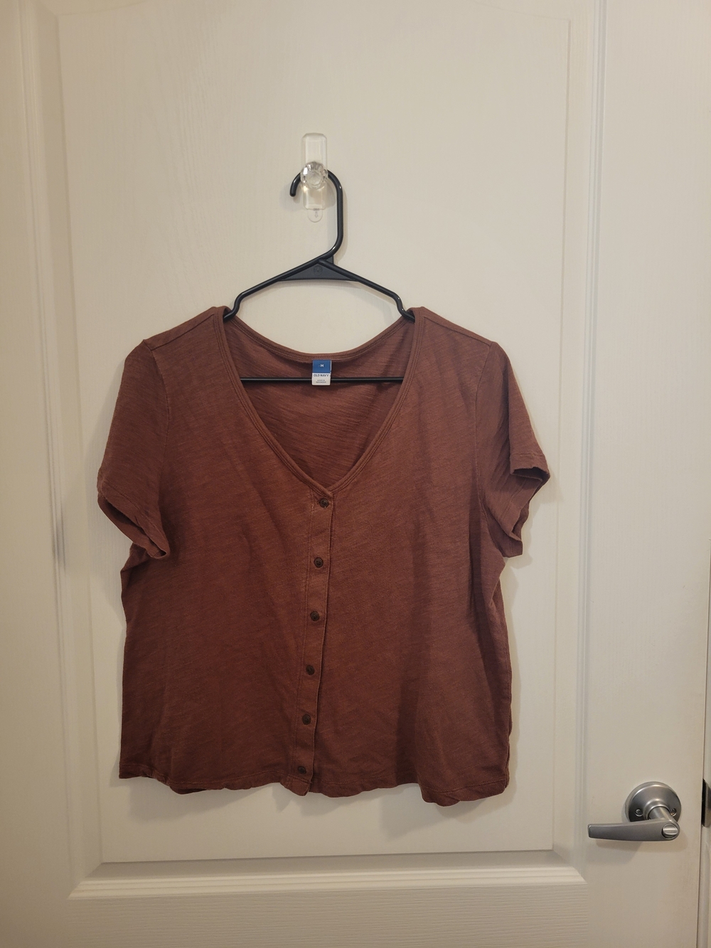 Old Navy Rust Brown Button-Front V-Neck Top